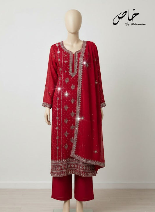 Fresh Pink Mukesh Jora 2-piece Unstitched