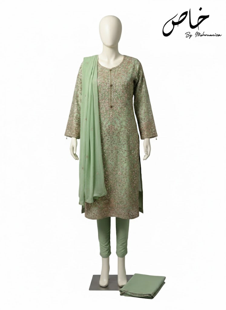 Pastel Green Gotta Glow – 2-piece unstitched suit