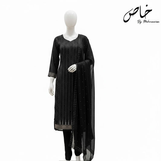 Black Mukesh Glam unstitched 2-piece