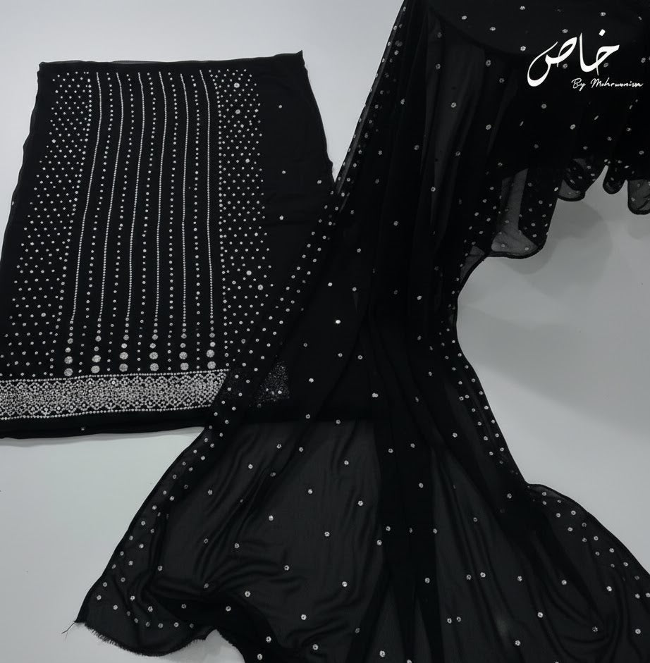 Black Mukesh Glam unstitched 2-piece