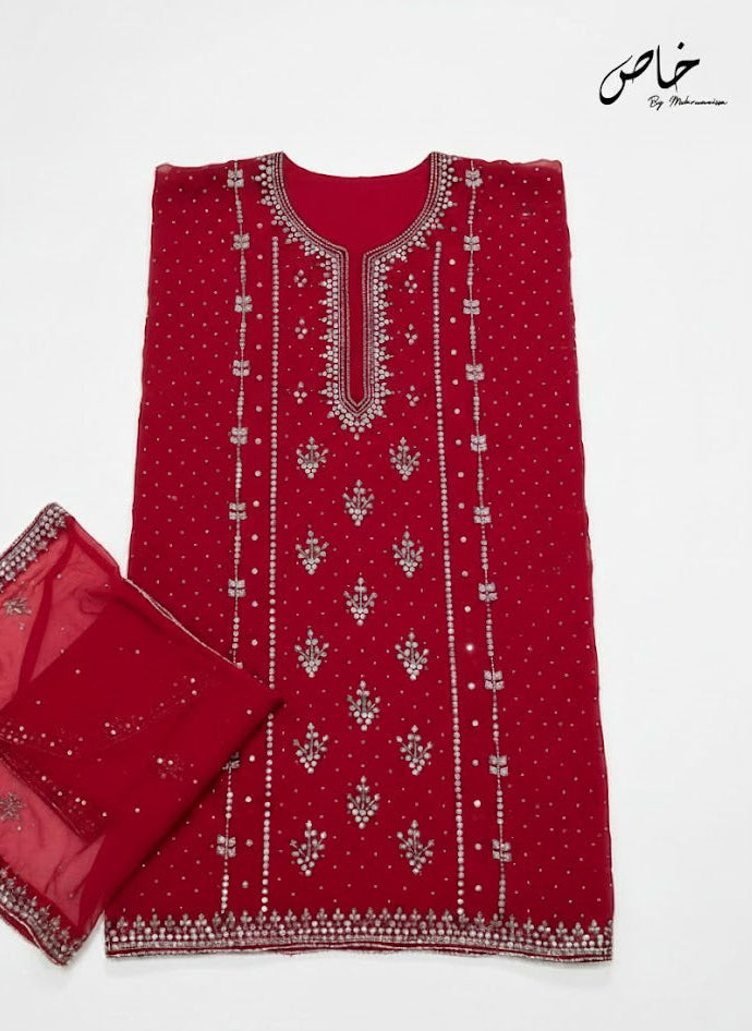 Fresh Pink Mukesh Jora 2-piece Unstitched