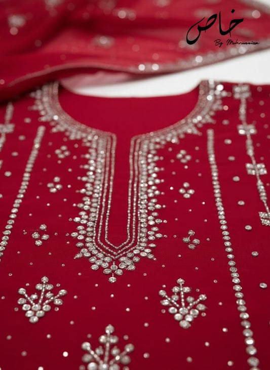 Fresh Pink Mukesh Jora 2-piece Unstitched